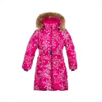 Пальто для девочки Huppa (арт. 12030030-82063 Yacaranda, цвет фуксия снежинки)