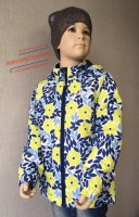 Куртка утепленная для девочки Crockid (арт. 32046-3h, цвет синий с цветами)